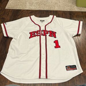 ESPN Baseball Tonight Button Front #1 Size‎ 2XL XXL MLB Heavy Jersey In EUC